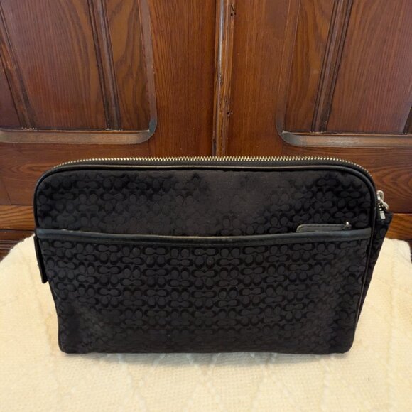 Coach Black Signature C Large Cosmetic Case Toiletry Travel Bag Unisex F05094 - Picture 3 of 9